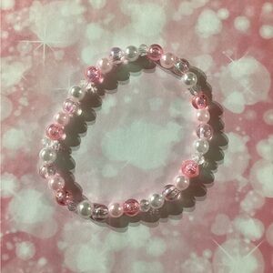Pink and White Beaded Bracelet